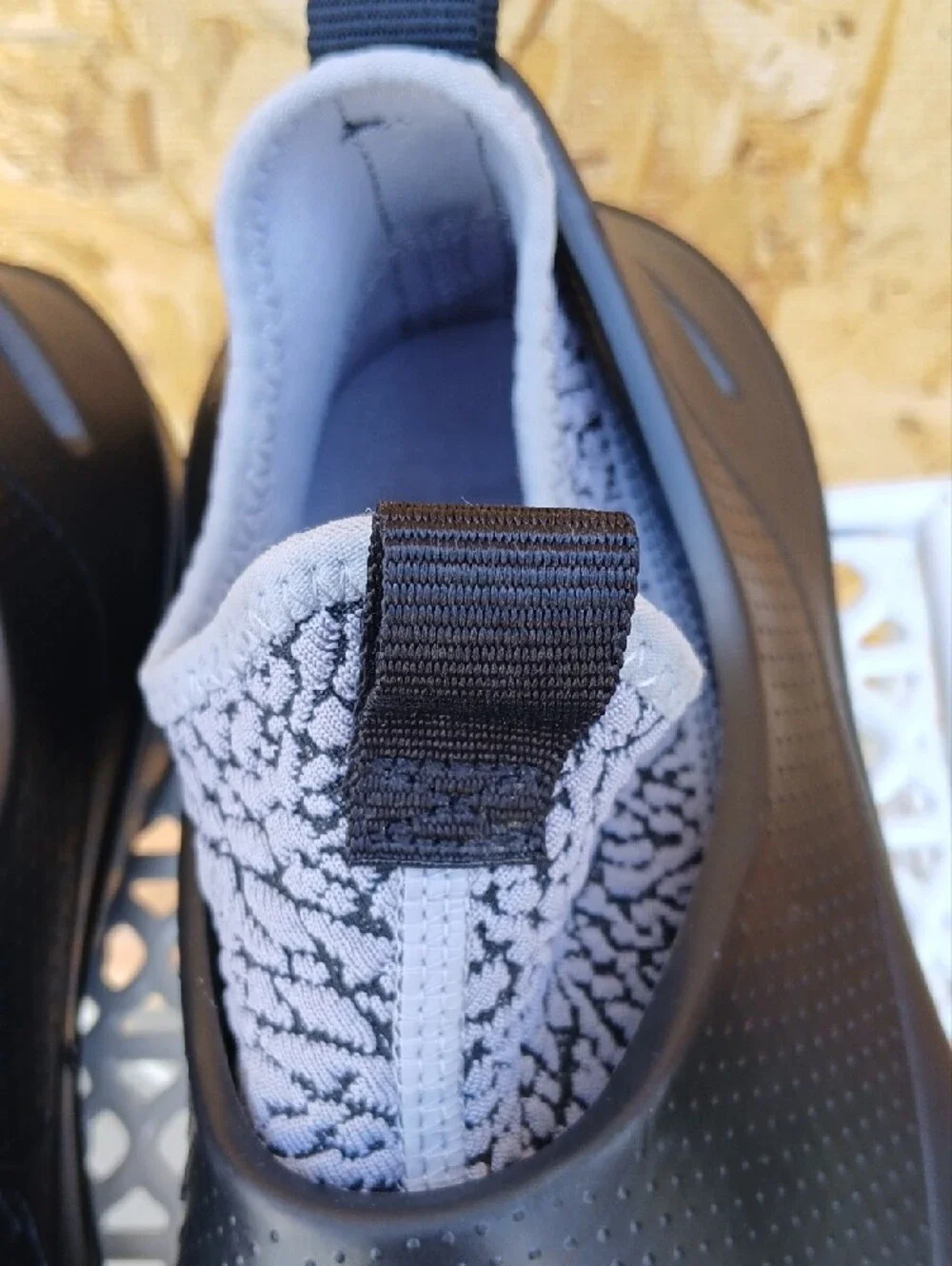 Jordan Men's Black Slip-On Sandal with Grey Knit Collar